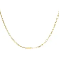 Yehwang - Ketting met dubbele ketting en bedel - Stainless Steel - One size - Goud