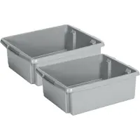 Sunware Opslagbox Nesta - 4x - kunststof - 17L - grijs - 45 x 36 x 14 cm - stapelbaar