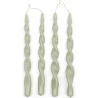 Rivièra Maison Tafelkaarsen - Twisted Dinner Candles Glossy - Groen - 4 Stuks