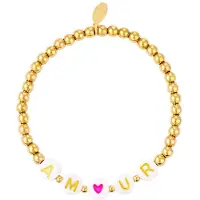 Yehwang - Armband met het woord AMOUR - Stainless Steel - Goudkleurig - Vrouwen