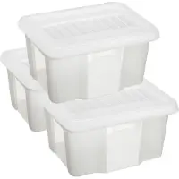 Sunware set van 3x opslagboxen kunststof 24 liter transparant 42 x 33 x 22 cm met afsluitbare deksel