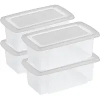 Sunware 4x stuks opslagbox kunststof 7 liter transparant 38 x 21 x 14 cm met afsluitbare deksel