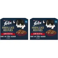 Felix 2x - Heerlijke Reepjes Farm Selectie in Saus - Kattenvoer - 12x80g