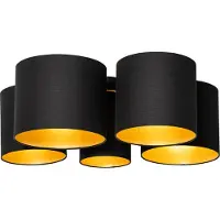 QAZQA Plafondlamp zwart met gouden binnenkant 5-lichts - Multidrum