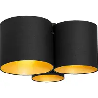 QAZQA Plafondlamp zwart met gouden binnenkant 3-lichts - Multidrum