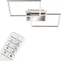 Briloner LED-plafondlamp Frame, dimbaar, alu / grijs / zink, Woon-/ Eetkamer, metaal, Modern, LED plafondlamp