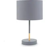 B.K.Licht Tischleuchte Grau Textilschirm Ø20cm max. 40W E27 ohne Leuchtmittel mit Schalter