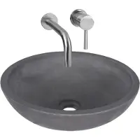 Differnz Waskomset ravano beton 40x12 cm antraciet met inbouw wastafelkraan mat chroom