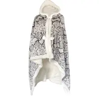 Linnick Flanel Fleece Hoodie Met Capuchon Snake - Naturel - 130x180cm - Fleece Plaid - Fleece Deken - Hoodie Deken - Hoodie Dames - Hoodie Heren - Fleece Deken met Capuchon