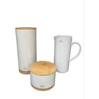 Mica Decorations Mila Storage pot ,water kan Wit ,Set van 3 Grootste maat H27xD12cm