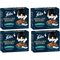 Felix 4x - Heerlijke Reepjes Vis Selectie in Saus - Kattenvoer - 12x80g