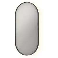 Ink SP21 Spiegel Ovaal In Kader 50x100cm Indirecte LED - Mat Zwart - Glas - Ovaal - Spiegels, Badkamerspiegels - 8718835131227