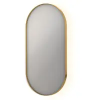 Ink SP21 Spiegel Ovaal In Kader 50x100cm Indirecte LED - Geborsteld Mat Goud - Glas - Ovaal - Spiegels, Badkamerspiegels - 8718835131241