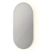 Ink SP21 Spiegel Ovaal In Kader 40x80cm Indirecte LED - Mat Wit - Glas - Ovaal - Spiegels, Badkamerspiegels - 8718835131203