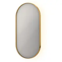Ink SP21 Spiegel Ovaal In Kader 40x80cm Indirecte LED - Geborsteld Mat Goud - Glas - Ovaal - Spiegels, Badkamerspiegels - 8718835131210