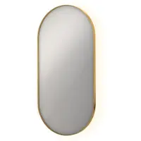 Ink SP21 Spiegel Ovaal In Kader 60x120cm Indirecte LED - Geborsteld Mat Goud - Glas - Ovaal - Spiegels, Badkamerspiegels - 8718835131272