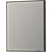 Ink SP19 Spiegel In Kader 70x80cm Directe LED Verlichting Rondom - Mat Zwart - Glas - Rechthoekig - Spiegels, Badkamerspiegels - 8718835132163