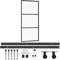 vidaXL Schuifdeur met beslag 90x205 cm aluminium en ESG-glas
