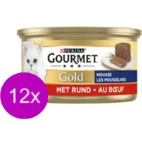 Gourmet 12x - Gold Mousse Rund - Kattenvoer Natvoer - 85 g