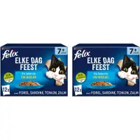 Felix 2x - Elke Dag Feest Senior Vis Selectie in Gelei - Kattenvoer Natvoer - 12x85g