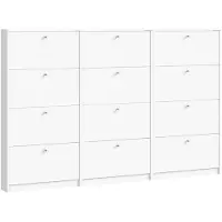 Hioshop Set van 3 schoenenkasten wit mat Escape 225x148x17 cm.