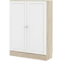 Hioshop Base wandkast 2 deuren eiken structuur decor, wit.
