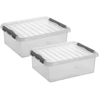 Sunware 2x stuks opberg box/opbergdoos 25 liter 50 x 40 x 18 cm kunststof - Opbergbox