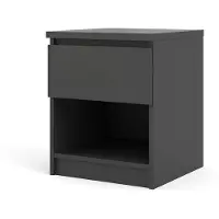 Hioshop Nada nachtkastje 1 lade en 1 plank mat zwart.