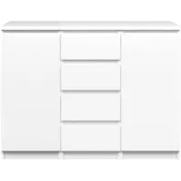 Ebuy24 Nada dressoir 2 deuren en 4 lades wit hoogglans.