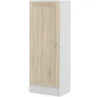 Hioshop Base wandkast 1 deur wit, eiken structuur decor.