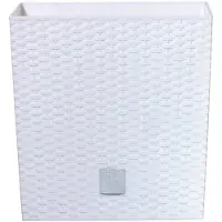 Prosperplast Set Van 2x Stuks Kunststof Rato Rotan Bloempotten/plantenpotten Met Binnenpot Wit 40 Cm - Plantenpotten