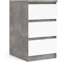 Ebuy24 Nada kommode laag en smal 3 lades, betondecor/wit hoogglans.