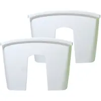 Prosperplast 2x stuks balkon railing opzet plantenbakken/bloembakken kunststof 39 x 28 x 20 cm parel wit kleur - Plantenpotten