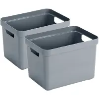 Sunware 2x Stuks Blauwgrijze Opbergboxen/opbergmanden 18 Liter Kunststof - Opbergbox