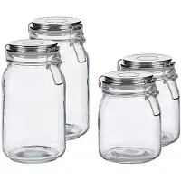 Vivalto Set van 4x stuks luxe keuken voorraadpotten met klepdeksel zilver 1000 ml en 1500 ml - Voorraadpot