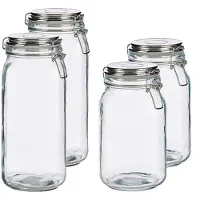 Vivalto Set van 4x stuks luxe keuken voorraadpotten met klepdeksel zilver 1500 ml en 2100 ml - Voorraadpot