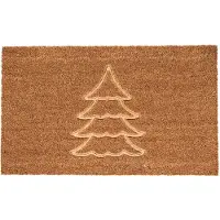 Clayre & Eef Deurmat 75x45 cm Bruin Kokosvezel Pvc Rechthoek Kerstboom Kokosmat Bruin Kokosmat