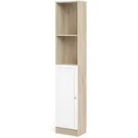 Hioshop Base wandkast 1 plank en 1 deur eiken structuur decor, wit.