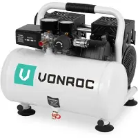Vonroc PRO Stille Compressor – 57,5dB | 6 L - Olievrij – 750W - Wit