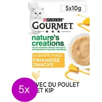 Gourmet 5x Nature's Creations - Puree met Kip & Pompoen - Kattenvoer - 5x10g