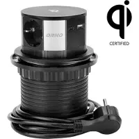 ORNO Pop-up stekkerdoos met Qi draadloze oplader - 3 Stopcontacten - USB-A+C - Quickcharge 3.0
