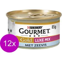 Gourmet 12x - Gold Luxe Mix Zeevis - Kattenvoer Natvoer - 85 g