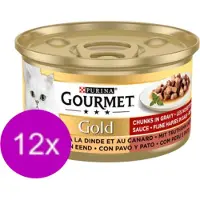 Gourmet 12x - Gold Fijne Hapjes Kalkoen & Eend - Kattenvoer Natvoer - 85 g