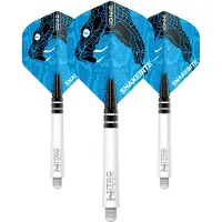 Red Dragon - Peter Wright Snakebite Hardcore Nitrotech Blauw Vlucht en schachtcombinatie - 3 sets per pakket (9 dartvluchten in totaal)