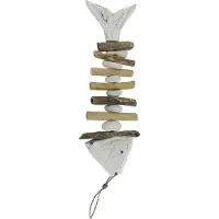 Varios Houten vis - muurdecoratie - Indiase wanddecoratie - 30x15 - M