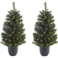 Everlands 2x stuks kunstbomen/kunst kerstbomen met verlichting 120 cm - Kunstkerstboom