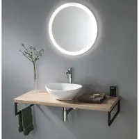 Aqualine Vega wastafelplank 82.5x45cm eiken