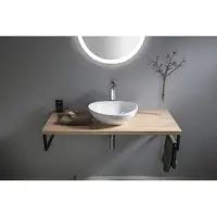 Aqualine Vega wastafelplank 144.5x45cm eiken