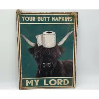 Home Sweet Home Tekstbord Your butt napkins my lord schotse hooglander toiletpapier groen creme 40 x 30 | 6098356 | Stoer & Sober Woonstijl