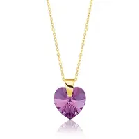 Montebello Ketting Amy HG87 - 925 Zilver Verguld - Swarovski Hart - Ø10mm - 45cm